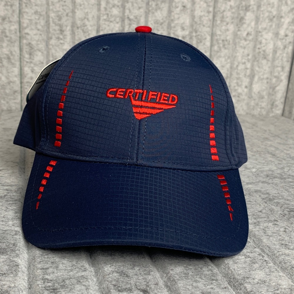Cap America Golf i7000 Mens Performance Hat Navy Blue Red Certified Ripstop Cap